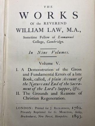 WORKS OF THE REVEREND WILLIAM LAW, Volume V