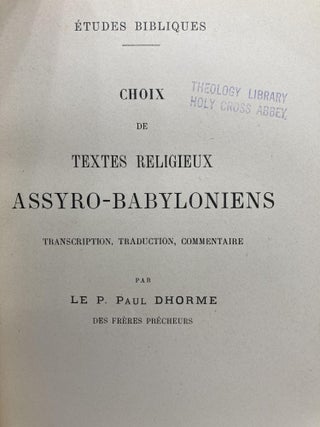 CHOIX DE TEXTES RELIGIEUX ASSYRO-BABYLONIENS