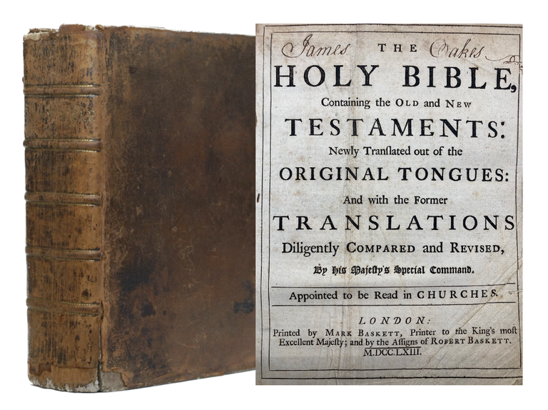 Item #2676 [1763 Mark Baskett Quarto] THE HOLY BIBLE, Containing the Old and New Testaments: and with the Former Translations Diligently Compared and Revised, by His Majesty's Special Command. Appointed to be Read in Churches. Mark Baskett.