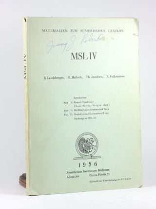 Item #500601 Materialen zum sumerischen Lexikon III (MSL II): S a, Vok. S a, S b, Nachtr. zu MSL...