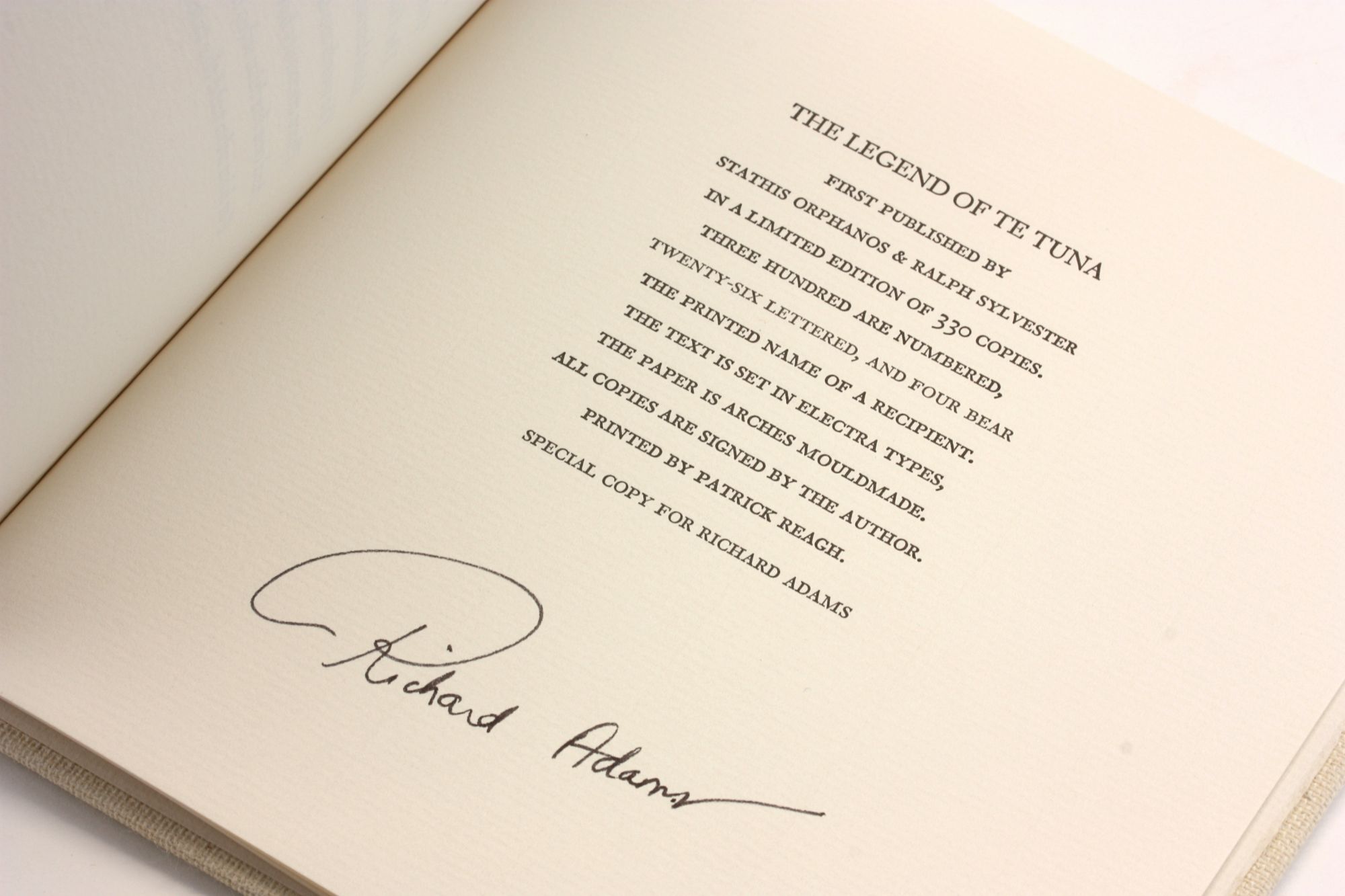 The Legend of Te Tuna | Richard Adams | First Edition