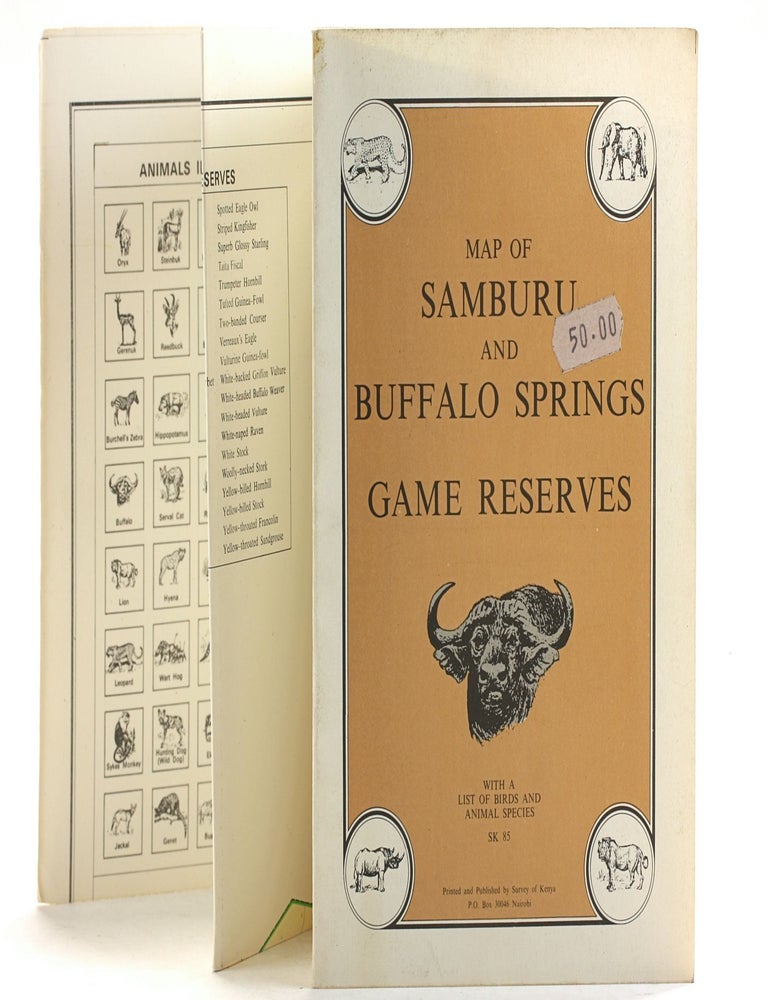 Item #506118 MAP OF SAMBURU AND BUFFALO SPRINGS GAME RESERVES with a List of Birds and Animal Species