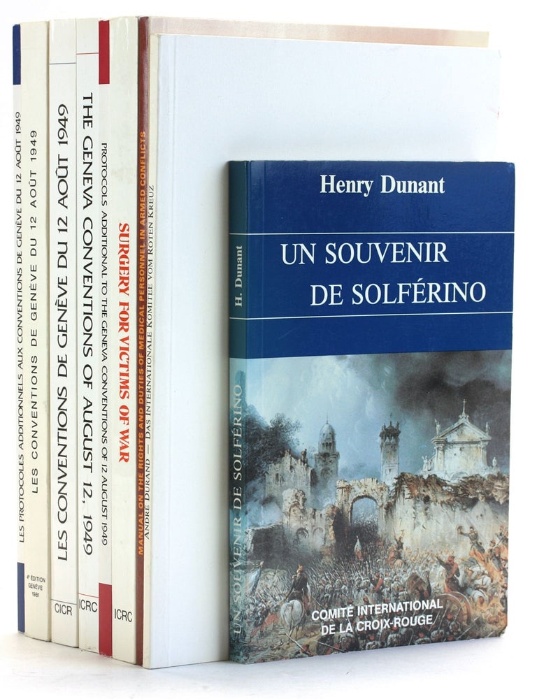 Item #506352 Lot of 9 Geneva Conventions and Red Cross Books. Military Medicine, Human Rights, Humanitarian Aid.