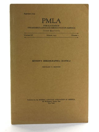Item #506822 Ritson's Bibliographia Scotica [Publications of the Modern Language Association...